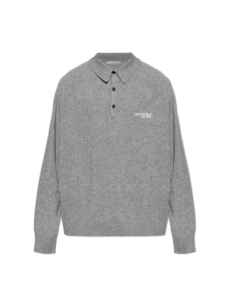 Koszulka polo Acne Studios wełniana szara