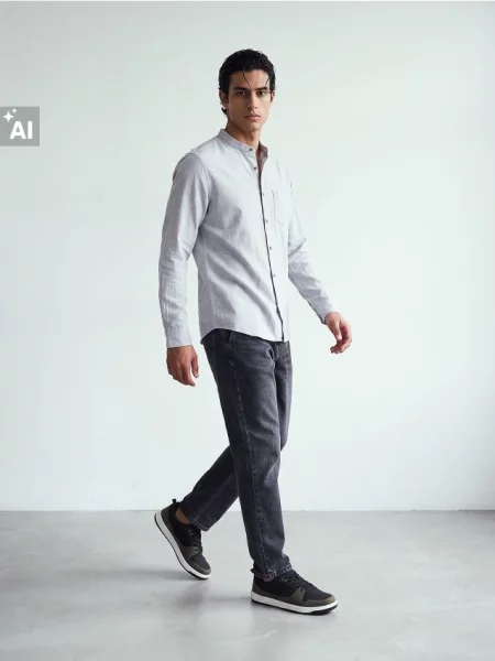 Sinsay košile slim fit šedá
