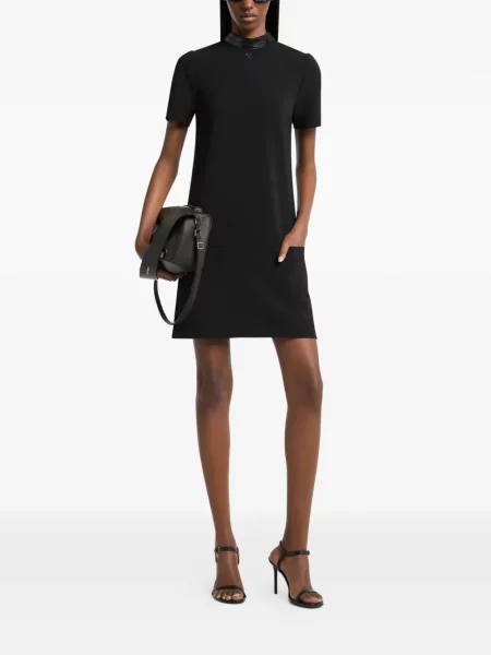 Gulerat rochie mini Courreges în linie A negru