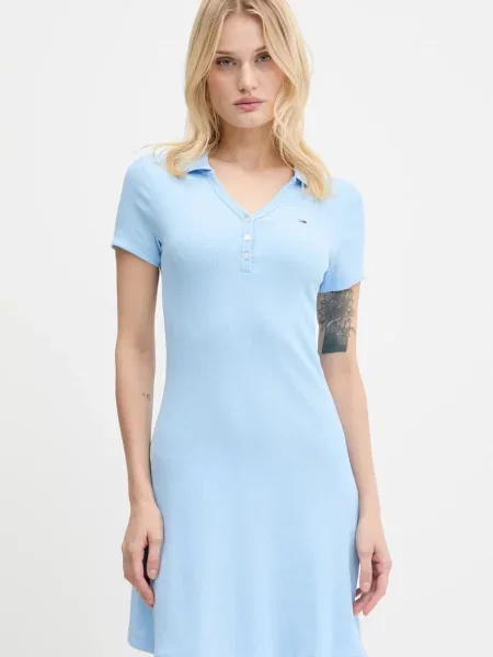 Tommy Jeans sukienka mini dopasowana niebieski