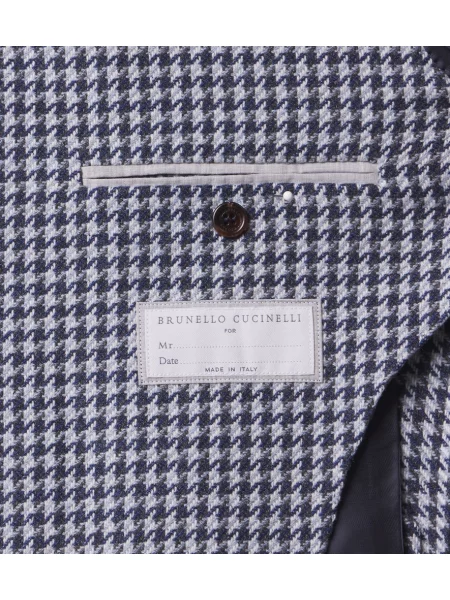 Μπλέιζερ Brunello Cucinelli κασμίρ houndstooth μπλε