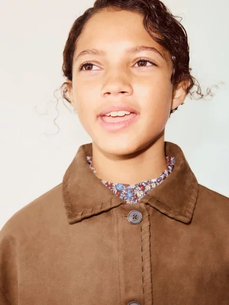 Kurtka z imitacji zamszu Dzieci 12 MANGO KIDS brązowy