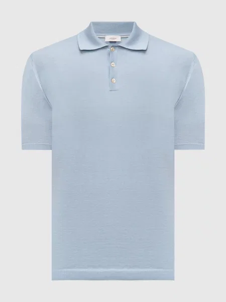 Поло з шовком з логотипом Agnona блакитне
