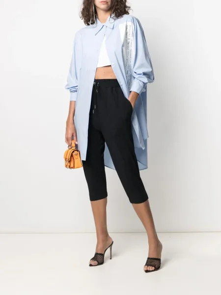 Zkrácené stahovací šňůrka kalhoty Helmut Lang Pre-owned černé