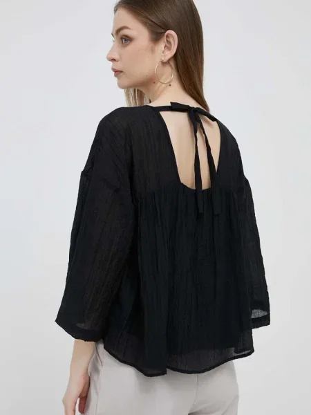 Блуза Dkny с изчистен дизайн черно