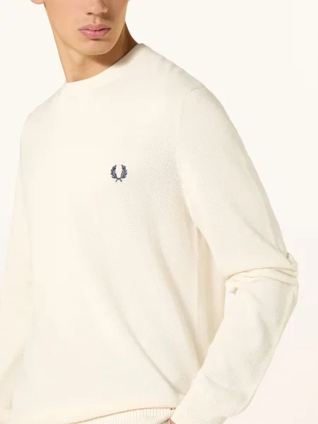 Fred Perry Sweter Z Piki weiss beżowy