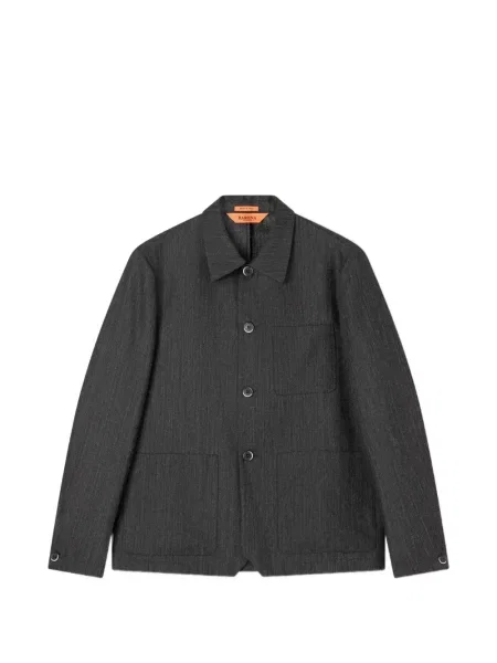 Geacă Barena de lână cu model herringbone gri