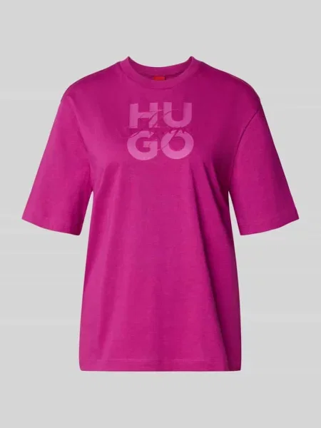 T-shirt oversized z czystej bawełny model Hugo różowa