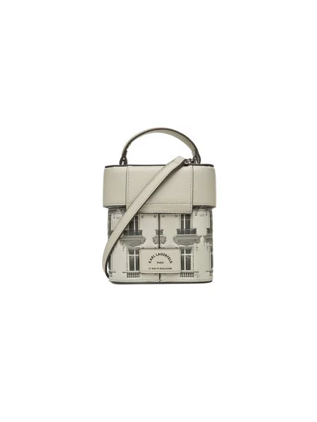 Karl Lagerfeld Ročna torbica Essentials Maison / svetlo siva / črna bež