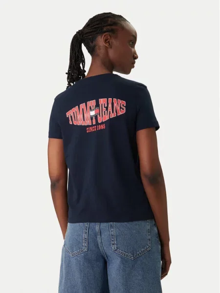Tommy Jeans Tricou Wavy Flag Bleumarin
