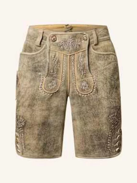 Beckert Kožené Krojové Kalhoty Hofgastein šedá/ světle šedá