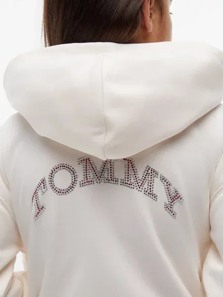 Суичър с качулка Tommy Hilfiger бяло