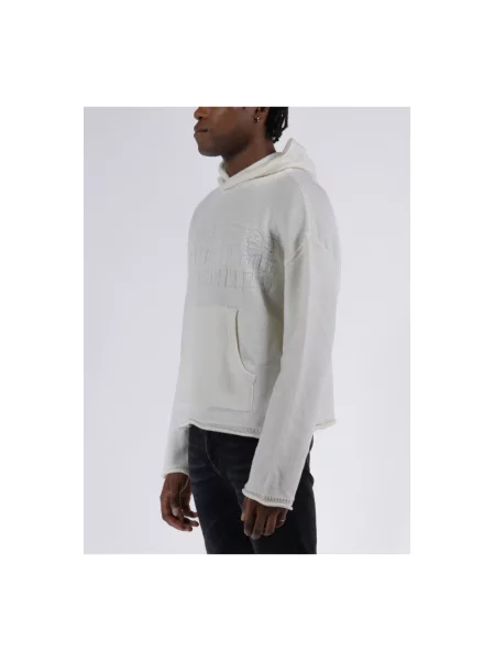Bluza z kapturem Mm6 Maison Margiela wełniana z kapturem z logo biała