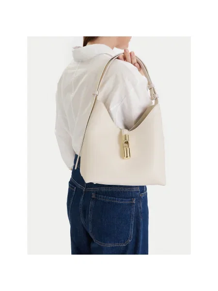 Geantă Furla Goccia S KH Écru alb