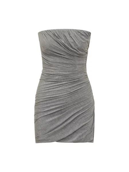 Sukienka mini The Attico z dżerseju drapowana bez ramiączek szara