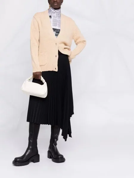 Cardigan Off-white cu autograf alb