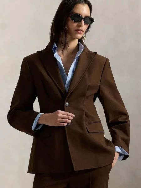 Polo Ralph Lauren sako za žene s dodatkom vune smeđa