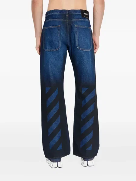 Blugi Off-white cu broderie alb