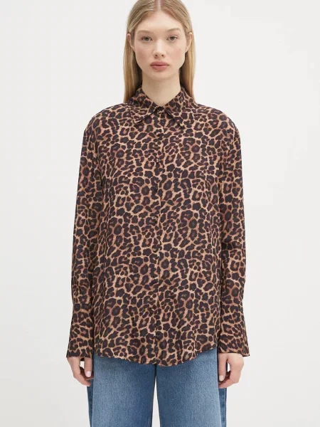 Anine Bing cămașă Bridget Shirt cu guler clasic relaxed maro