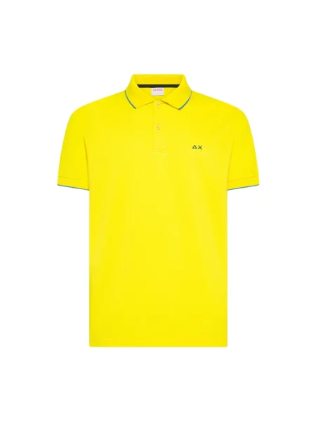 Koszulka polo Sun68 w paski z kołnierzem żółta