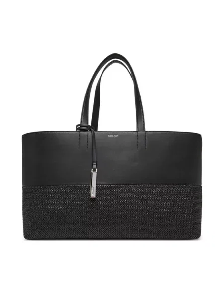 Torbica Calvin Klein Ck Mixmedia Shopper_Raffia crna