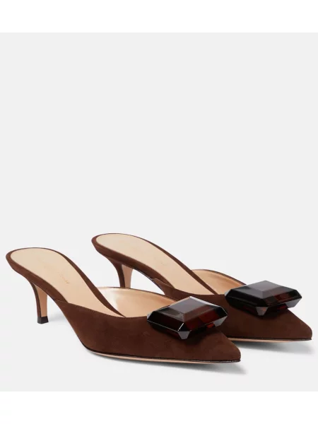 Papuci tip mules Gianvito Rossi din piele de căprioară maro