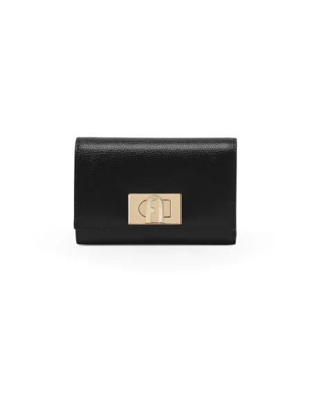 Portfel Furla skórzany z logo czarny