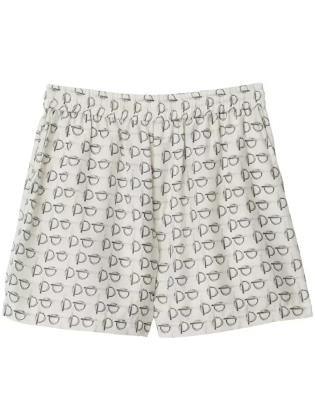 Pantaloni scurți Burberry de mătase cu imagine alb