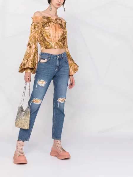 Blugi drepți Philipp Plein albastru