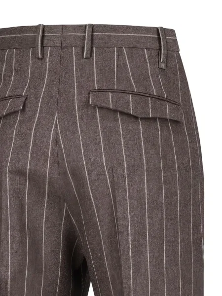 Pantaloni Pt Torino cu dungi plisate maro