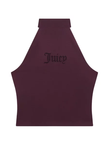 Top Juicy Couture cu gât halter cu autograf roșu