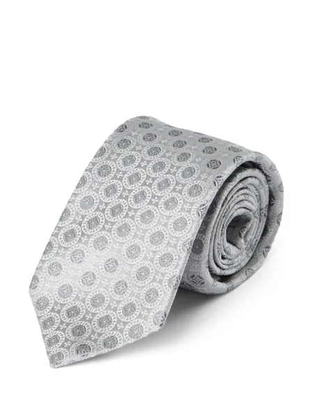 Cravată Brunello Cucinelli de mătase cu imprimeu geometric gri