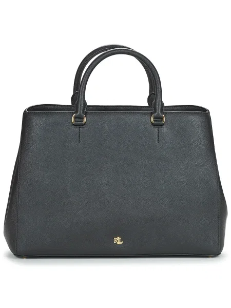 Kožená kabelka Lauren Ralph Lauren čierna