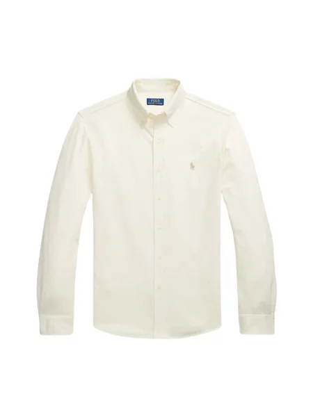 Dzianinowa długa koszula Ralph Lauren z długim rękawem biała