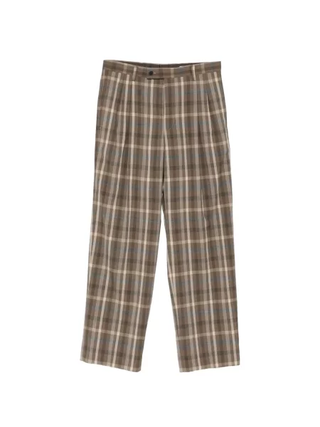 Pantaloni Auralee în carouri plisate maro