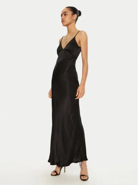 Bardot rochie maxi drept negru