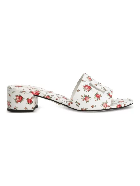 Klapki Dolce And Gabbana skórzane z nadrukiem