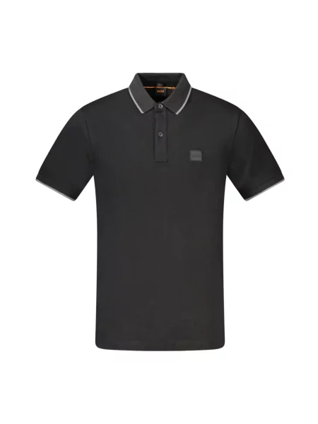 Haftowana koszulka polo Boss Orange z krótkim rękawem czarna