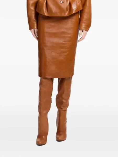 Fustă din piele Elie Saab maro