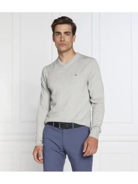 Tommy Hilfiger Pulover | Regular Fit cu adaos de cașmir gri