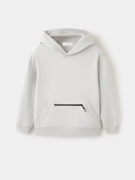 Bluza z kapturem lodowy Dzieci lata MANGO KIDS szary