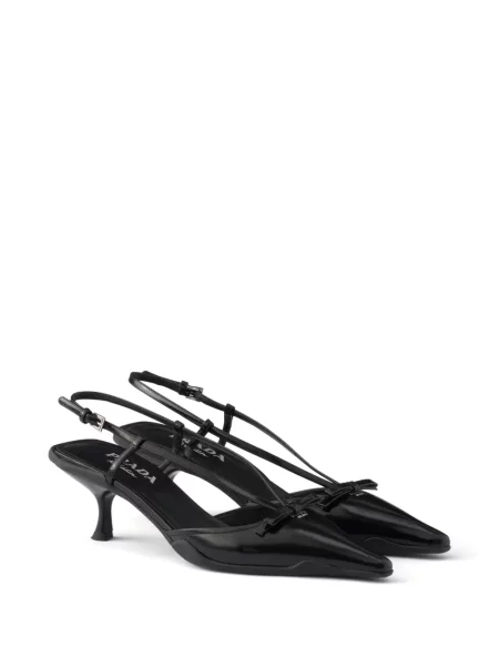 Pantofi cu toc Prada din piele slingback negru