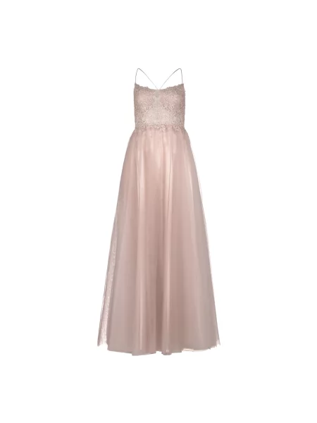 Haftowana sukienka wieczorowa Vera Mont elegancka różowa