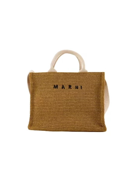 Torba plażowa Marni pleciona brązowa