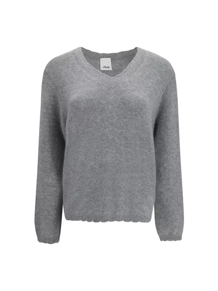 Sweter Allude z dekoltem w serek szary