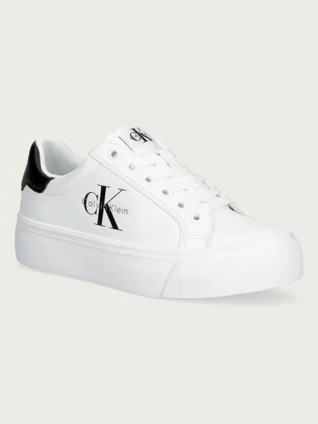 Calvin Klein VULC FLATFORM LACEUP LOW LTH sneakers pentru femei din piele alb