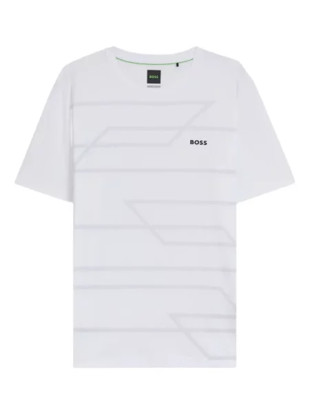 Tricou Boss cu imagine cu imprimeu geometric alb