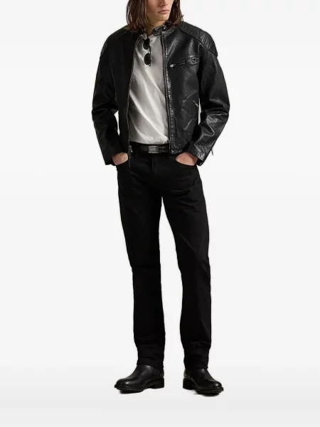 Polo Polo Ralph Lauren skórzane biker z kapturem niebieskie