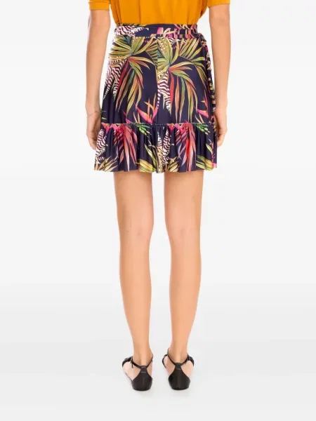 Krótka spódnica mini Lygia & Nanny z falbankami kopertowa niebieska