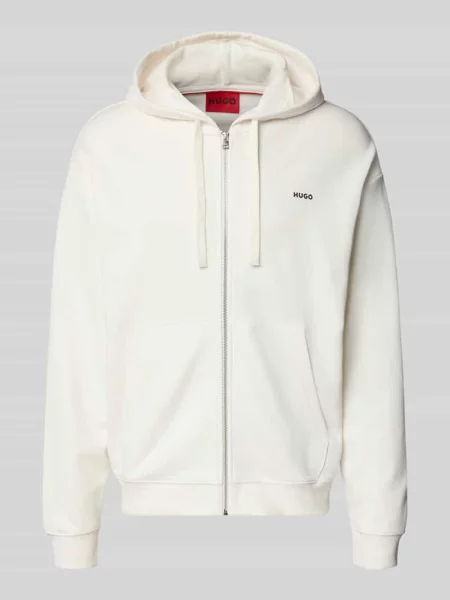 Bluza dresowa o luźnym kroju z czystej bawełny model „DAPOZIP” Hugo beżowa